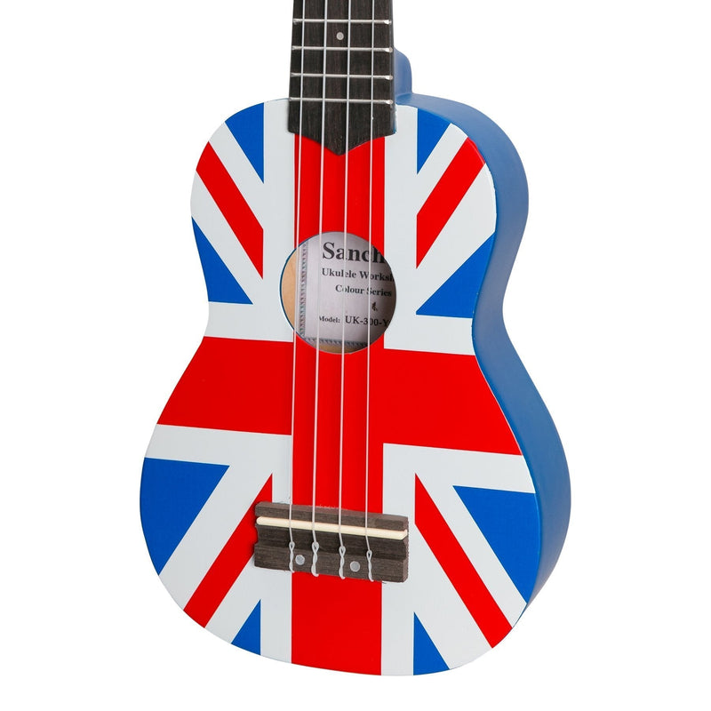-Sanchez 'Friendly Folk' Soprano Ukulele (Blue/UK Flag)-Living Music
