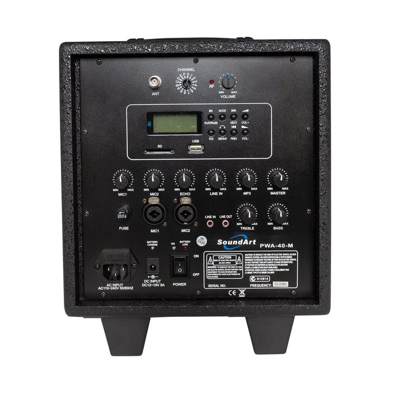 PWA-40-M-SoundArt 40 Watt Rechargeable Wireless PA System with MP3 Player-Living Music