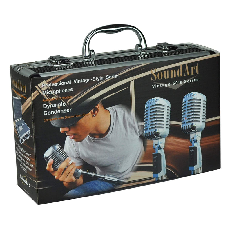 SGM-V50C-CHR-SoundArt 'Vintage' Condenser Microphone with Deluxe Carry Case (Chrome)-Living Music