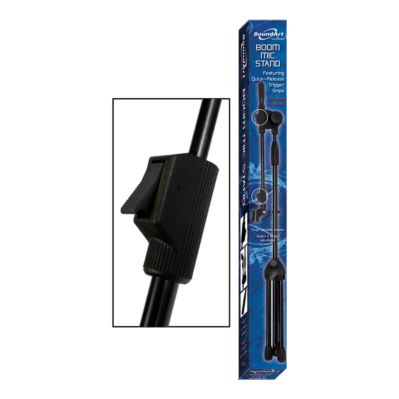 -Soundart Deluxe Tripod Boom Microphone Stand with Microphone Clip (Black)-Living Music