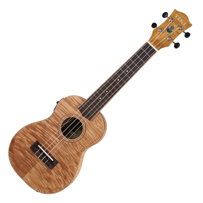 -Tiki '2 Series' Mahogany Flame Top Concert Electric Ukulele with Gig Bag (Natural Satin)-Living Music