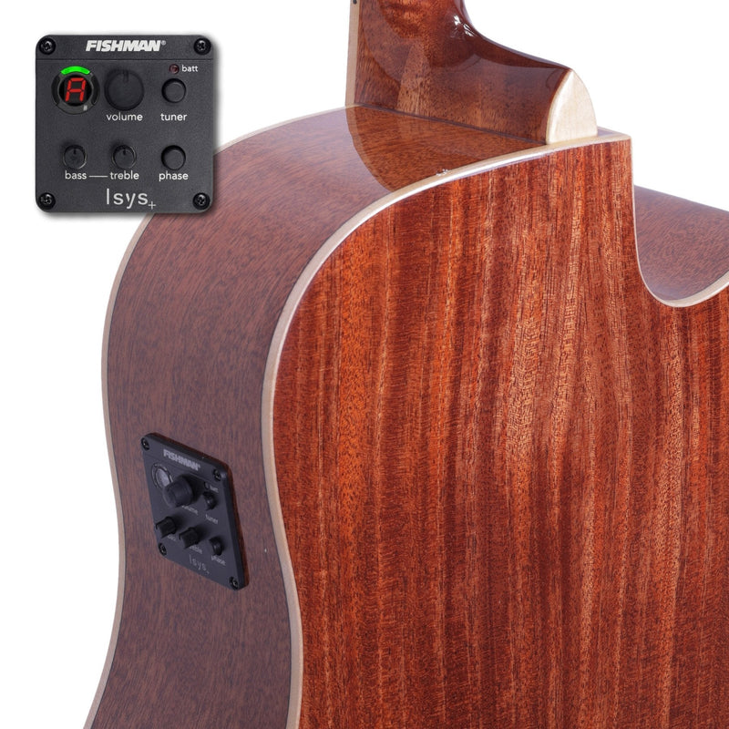 -Timberidge '1 Series' Left Handed Spruce Solid Top Acoustic-Electric Dreadnought Cutaway Guitar (Natural Gloss)-Living Music