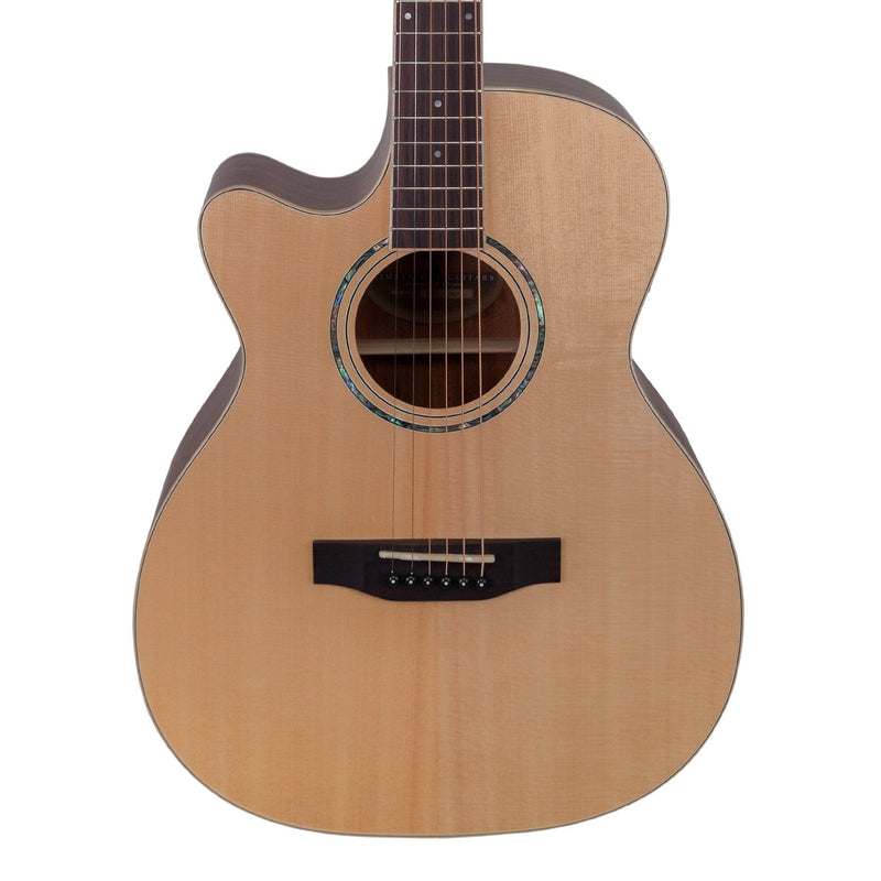 -Timberidge '1 Series' Left Handed Spruce Solid Top Acoustic-Electric Small Body Cutaway Guitar (Natural Satin)-Living Music