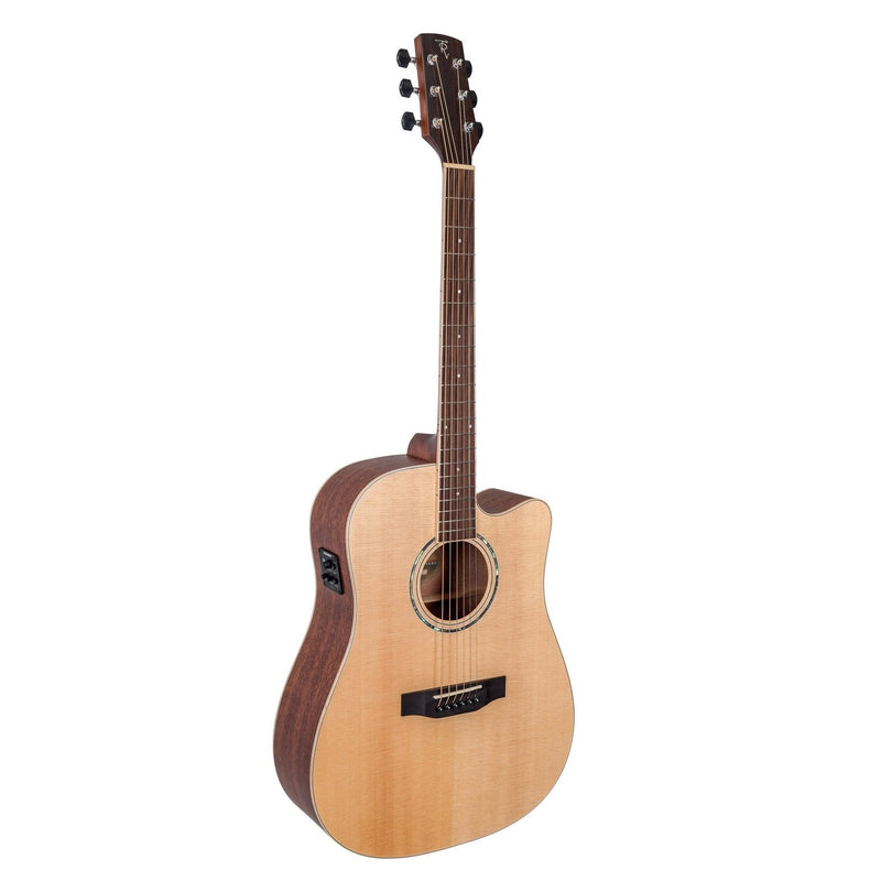 -Timberidge '1 Series' Spruce Solid Top Acoustic-Electric Dreadnought Cutaway Guitar (Natural Satin)-Living Music