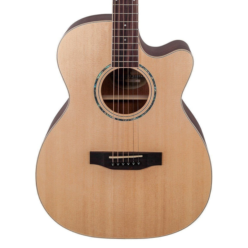 -Timberidge '1 Series' Spruce Solid Top Acoustic-Electric Small Body Cutaway Guitar (Natural Satin)-Living Music