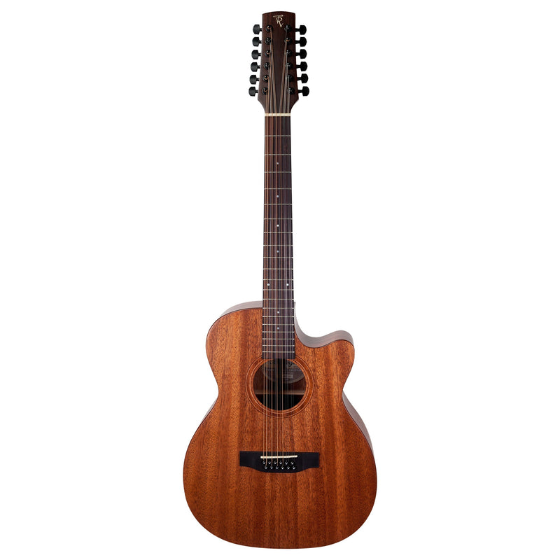 -Timberidge 'Messenger Series' 12-String Mahogany Solid Top Acoustic-Electric Small Body Cutaway Guitar (Natural Satin)-Living Music