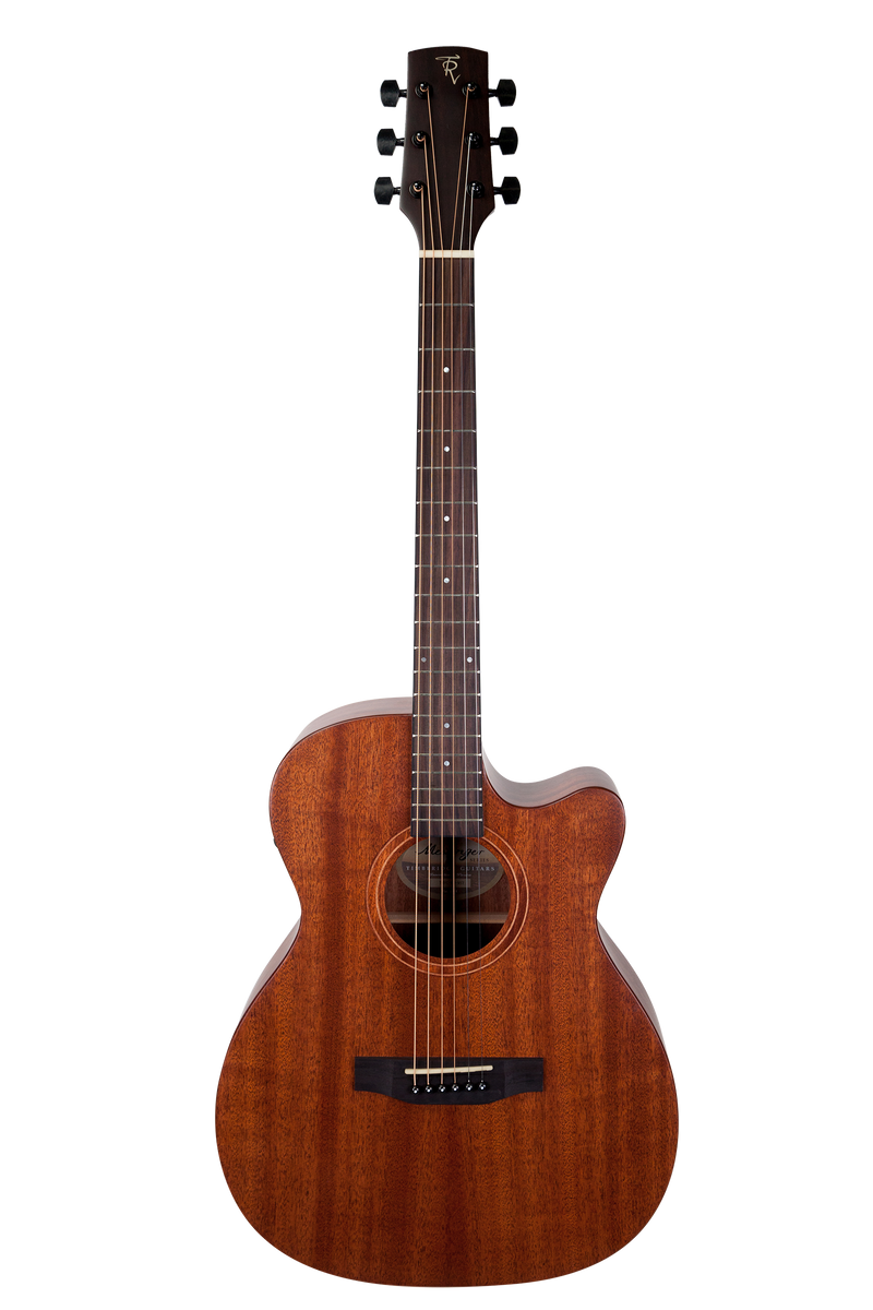 -Timberidge 'Messenger Series' Mahogany Solid Top Acoustic-Electric Small Body Cutaway Guitar (Natural Satin)-Living Music