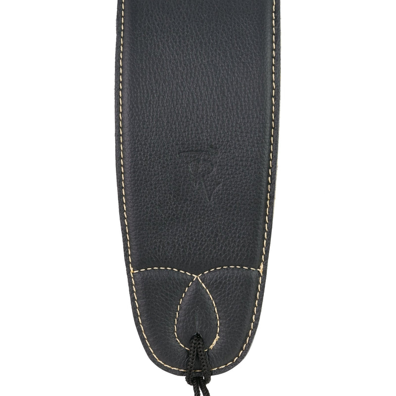 TR-GPL-BLK-Timberidge Premium Italian Leather Padded Guitar Strap (Black)-Living Music