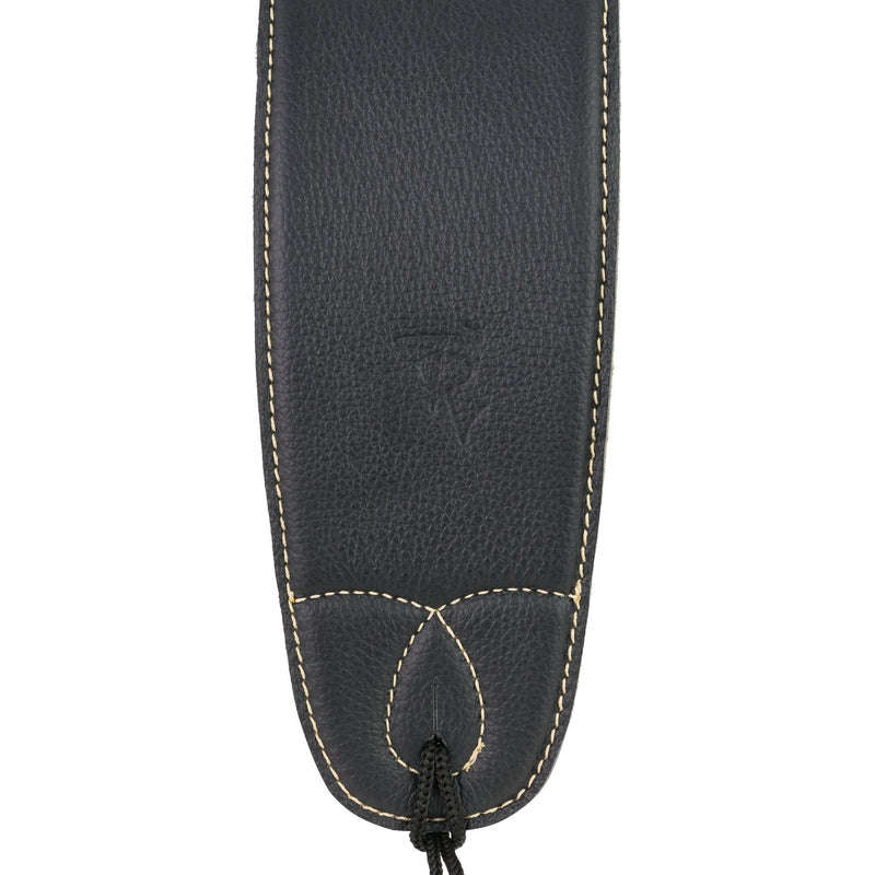 -Timberidge Premium Italian Leather Padded Guitar Strap (Black)-Living Music