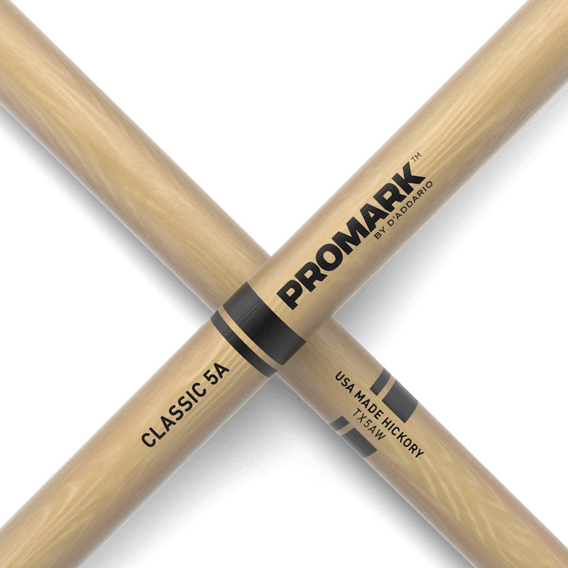 -Promark Classic 5A Hickory Wood Tip Drumsticks-Living Music