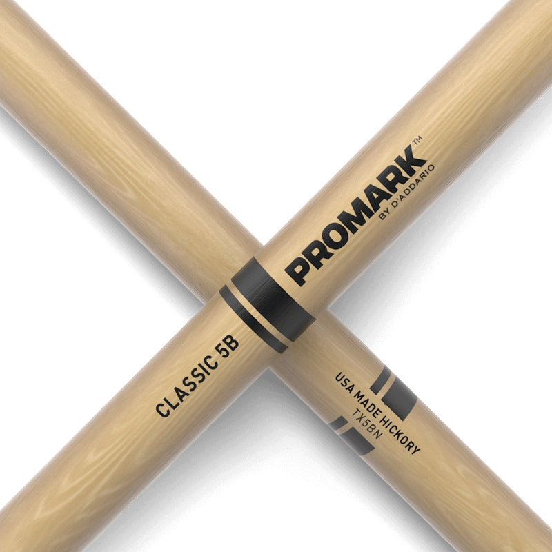 -Promark Classic 5B Hickory Nylon Tip Drumsticks-Living Music