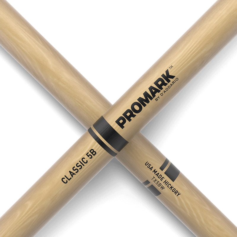 -Promark Classic 5B Hickory Wood Tip Drumsticks-Living Music