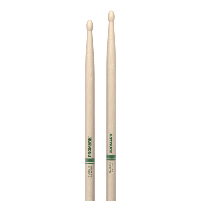 -Promark Classic 5B Natural Hickory Wood Tip Drumsticks-Living Music