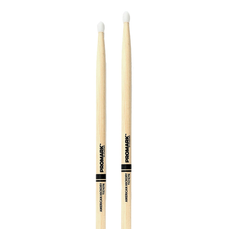 -Promark Classic 747 Natural Hickory Nylon Tip Drumsticks-Living Music
