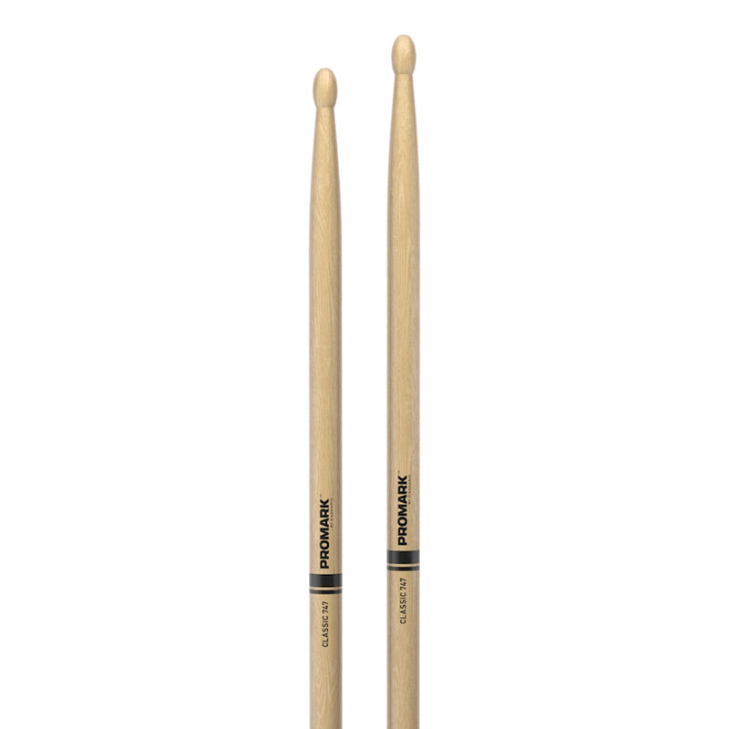 -Promark Classic 747 Natural Hickory Wood Tip Drumsticks-Living Music