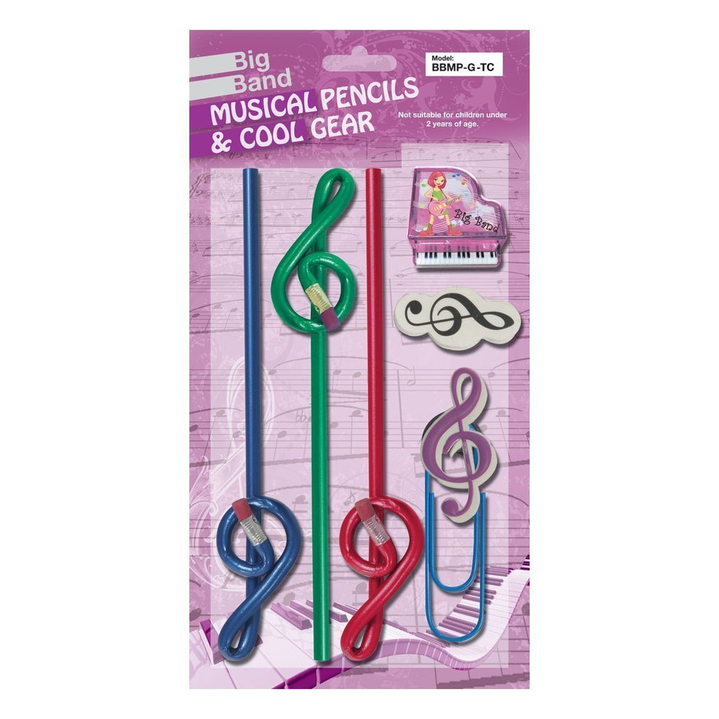 BBMP-G-TC-Big Band Pencil Set (Treble Clef Pink)-Living Music