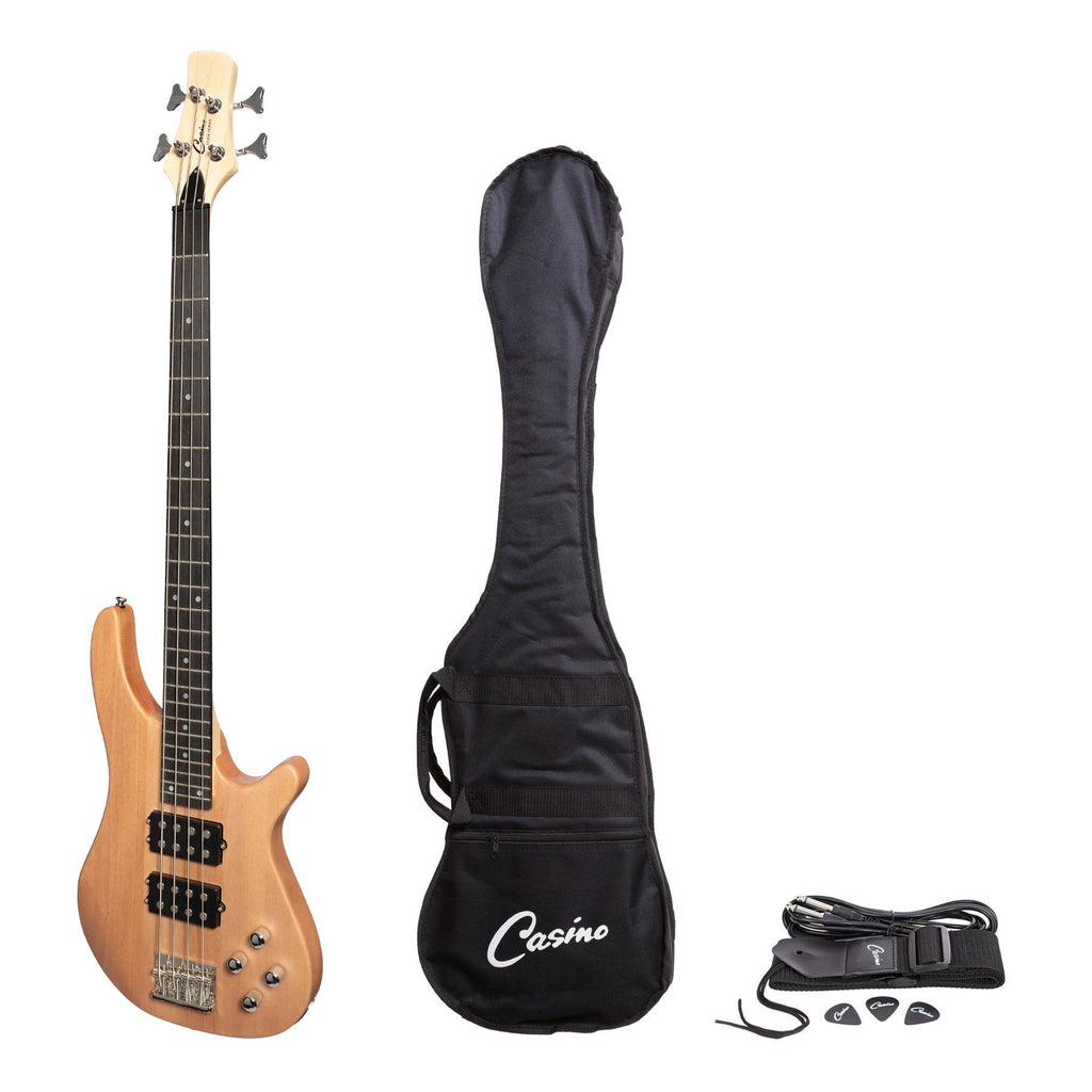 CTB-24T-MAHSTN-Casino '24 Series' Mahogany Tune-Style Electric Bass Guitar Set (Natural Satin)-Living Music