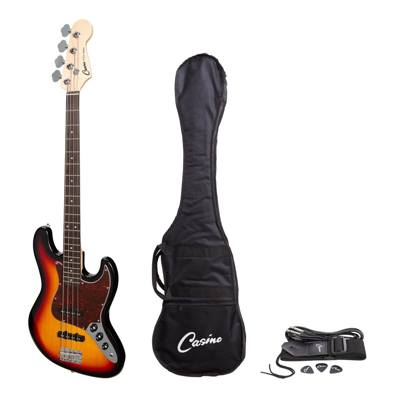 -Casino J-Style Electric Bass Guitar (Tobacco Sunburst)-Living Music
