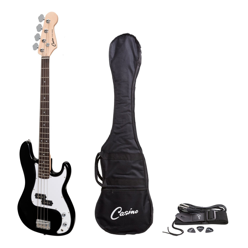 CPB-21-BLK-Casino P-Style Electric Bass Guitar (Black)-Living Music