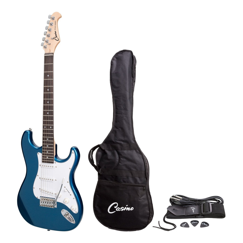 -Casino ST-Style Electric Guitar Set (Metallic Blue)-Living Music