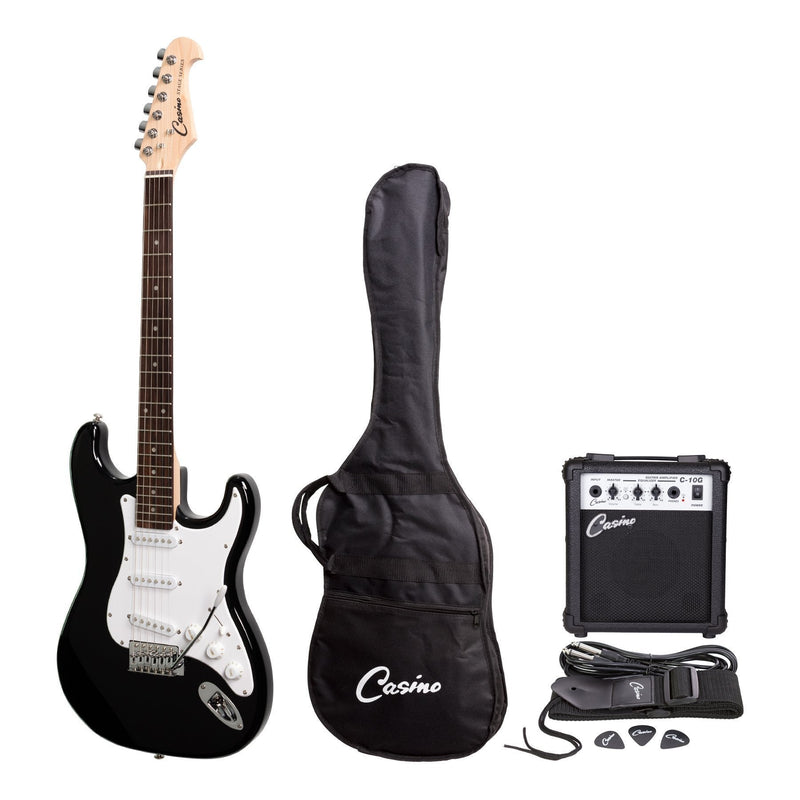 -Casino ST-Style Electric Guitar and 10 Watt Amplifier Pack (Black)-Living Music
