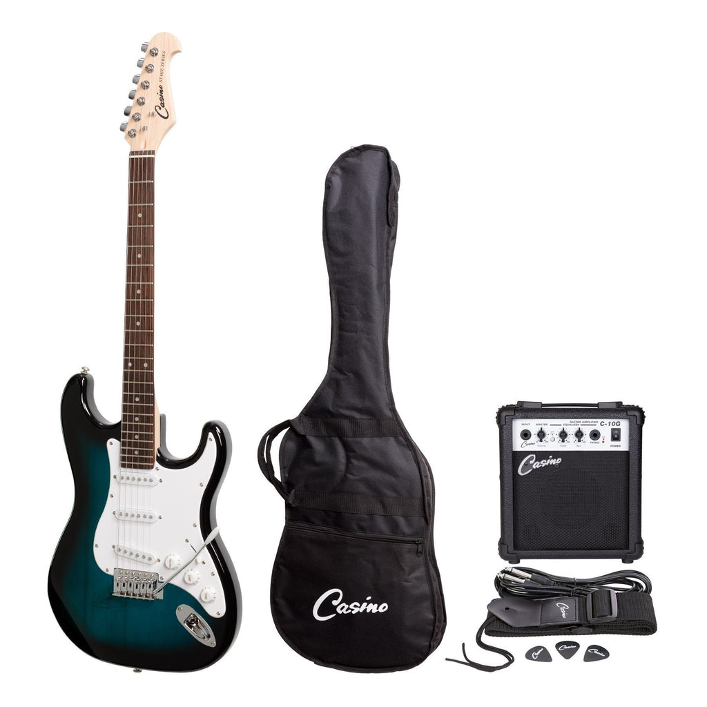 -Casino ST-Style Electric Guitar and 10 Watt Amplifier Pack (Blue Sunburst)-Living Music