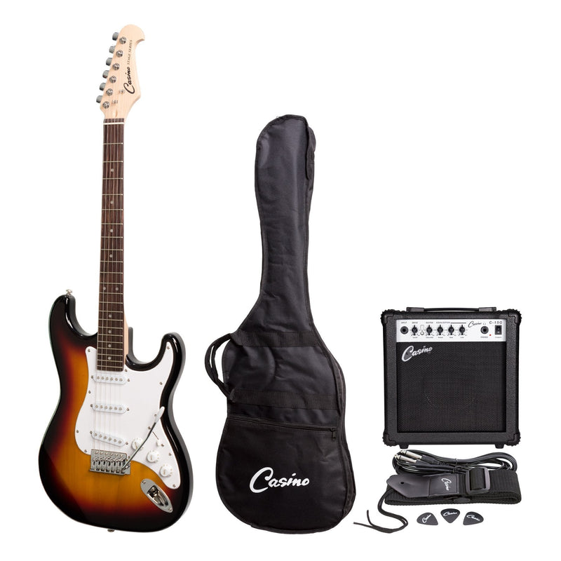 -Casino ST-Style Electric Guitar and 15 Watt Amplifier Pack (Sunburst)-Living Music