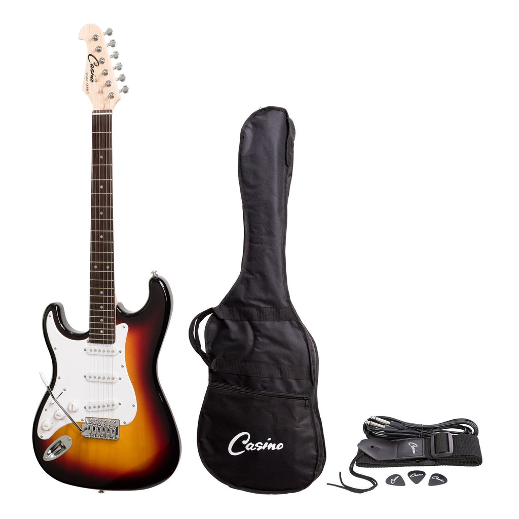 CST-22L-TSB-Casino ST-Style Left Handed Electric Guitar Set (Sunburst)-Living Music