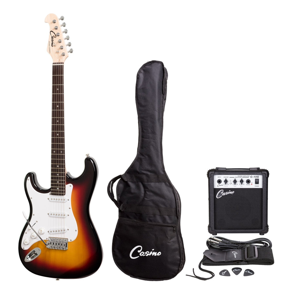 -Casino ST-Style Left Handed Electric Guitar and 10 Watt Amplifier Pack (Sunburst)-Living Music