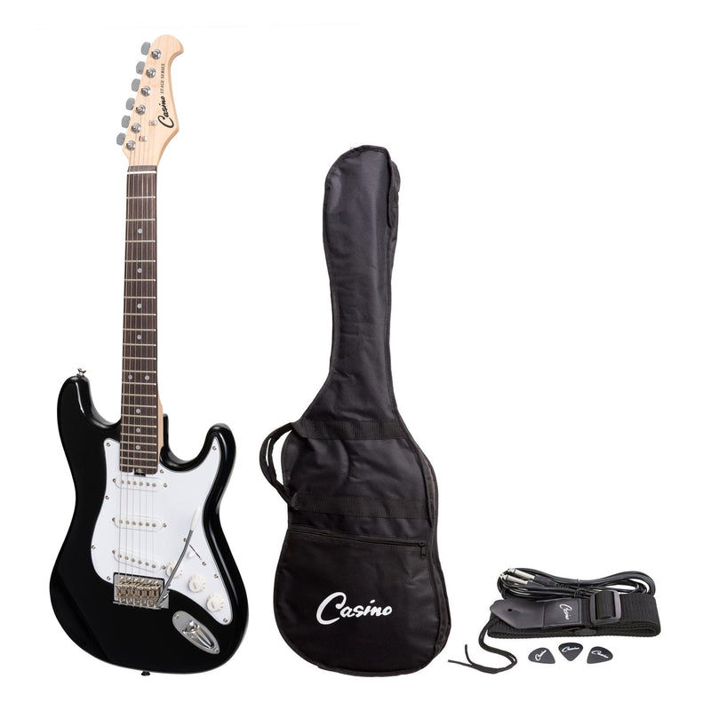 -Casino ST-Style Short Scale Electric Guitar Set (Black)-Living Music