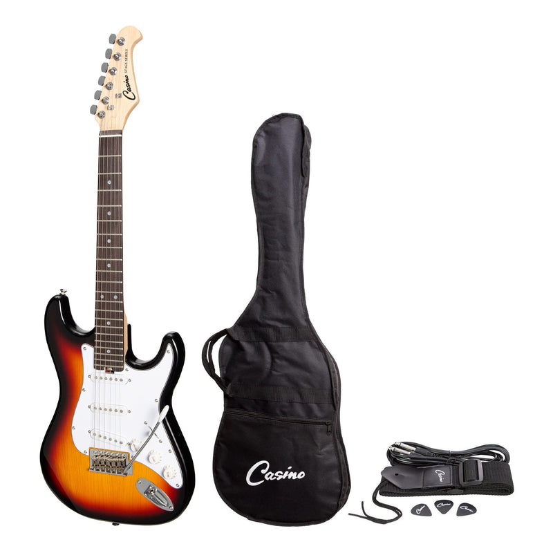 -Casino ST-Style Short Scale Electric Guitar Set (Sunburst)-Living Music