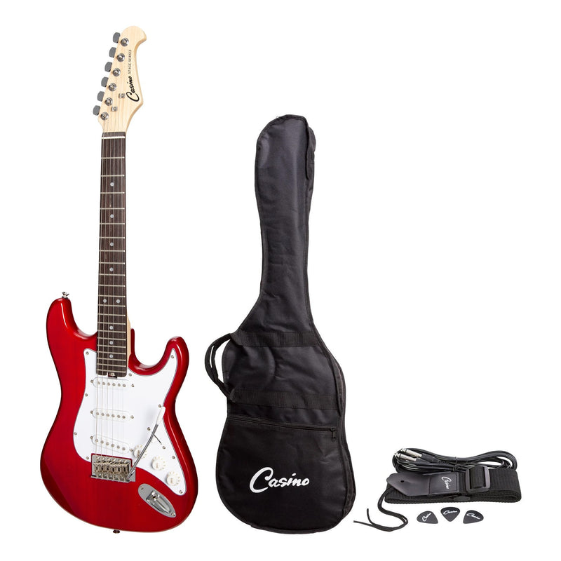 -Casino ST-Style Short Scale Electric Guitar Set (Transparent Wine Red)-Living Music