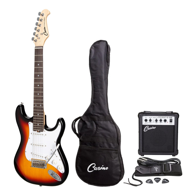 -Casino ST-Style Short Scale Electric Guitar and 10 Watt Amplifier Pack (Sunburst)-Living Music