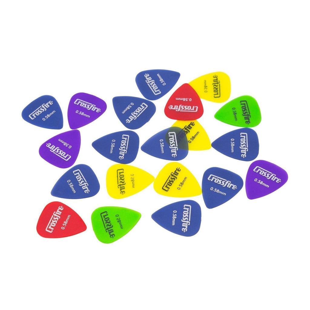 -Crossfire 0.58mm Canned Guitar Picks (20 Pack Assorted)-Living Music
