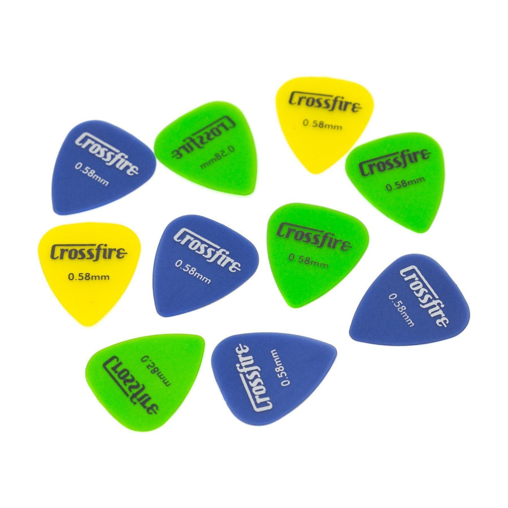-Crossfire 0.58mm Guitar Picks (10 Pack Assorted)-Living Music