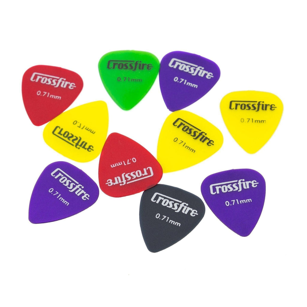 -Crossfire 0.71mm Guitar Picks (10 Pack Assorted)-Living Music