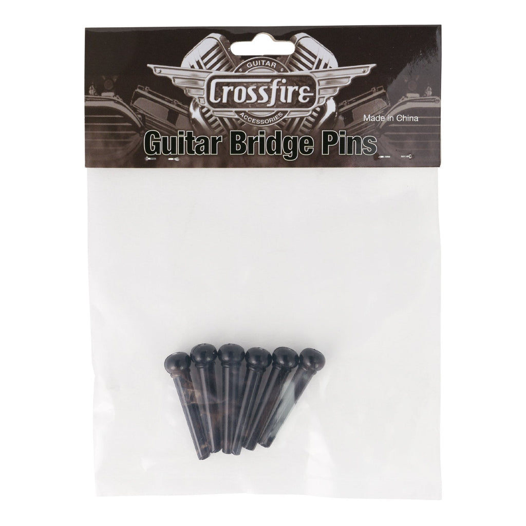 -Crossfire Acoustic Guitar Bridge Pins Set of 6 (Black)-Living Music