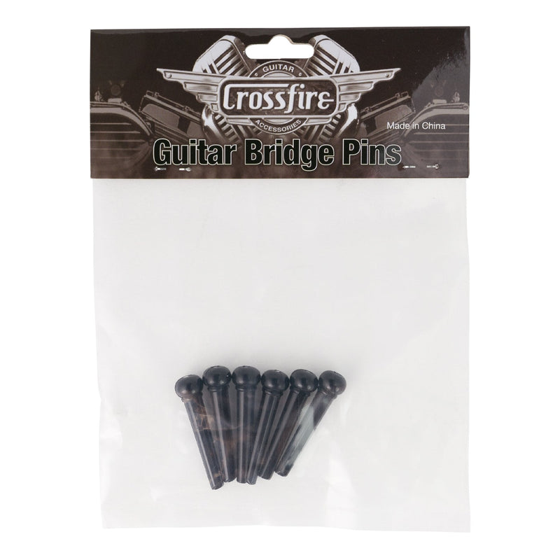 -Crossfire Acoustic Guitar Bridge Pins Set of 6 (Black)-Living Music