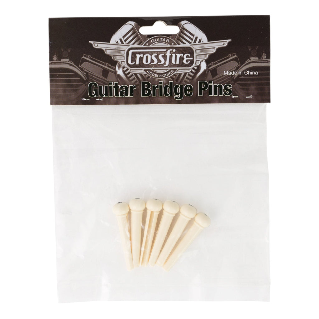 -Crossfire Acoustic Guitar Bridge Pins Set of 6 (Ivory)-Living Music