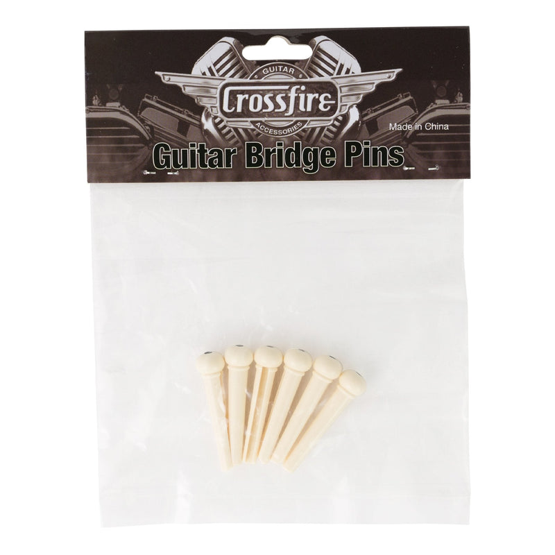 -Crossfire Acoustic Guitar Bridge Pins Set of 6 (Ivory)-Living Music