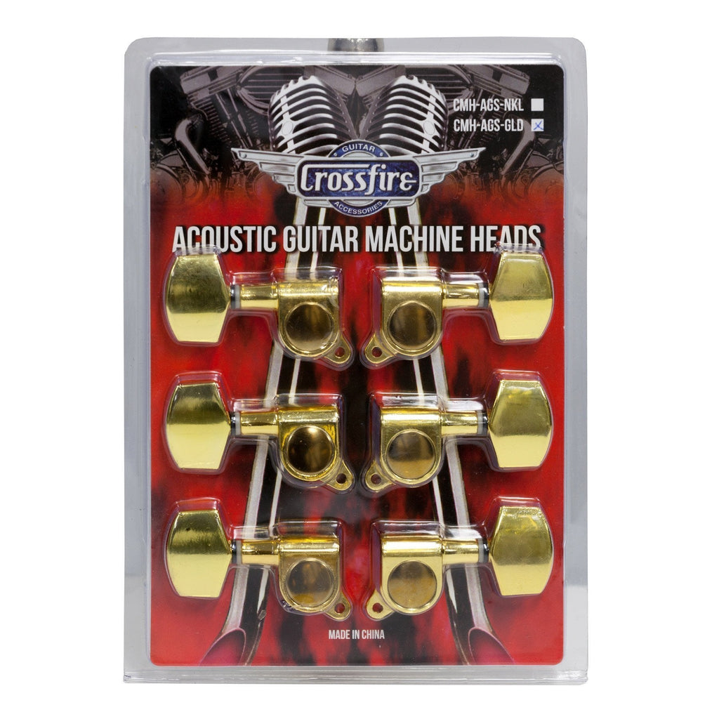 CMH-AGS-GLD-Crossfire Acoustic Guitar Machine Head Set (Gold with Buttons)-Living Music