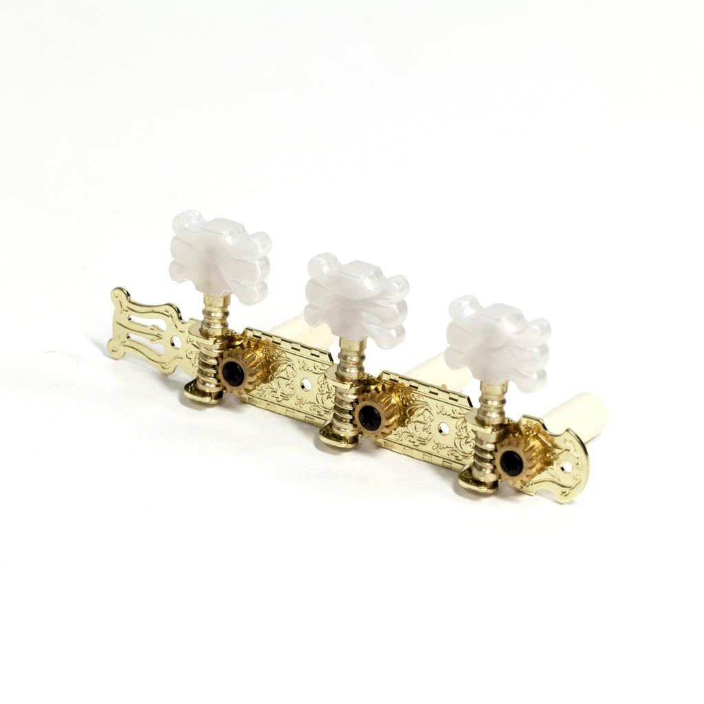 -Crossfire Acoustic Guitar Machine Head Set (Gold with Fancy Buttons)-Living Music