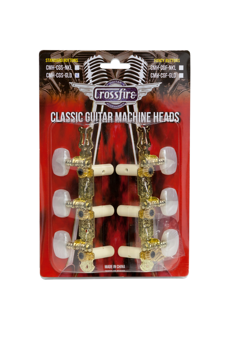 CMH-CGS-GLD-Crossfire Classical Guitar Machine Head Set (Gold with Buttons)-Living Music