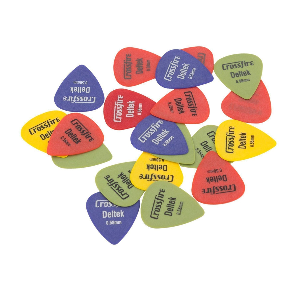 -Crossfire Deltek 0.58mm Canned Guitar Picks (20 Pack Assorted)-Living Music
