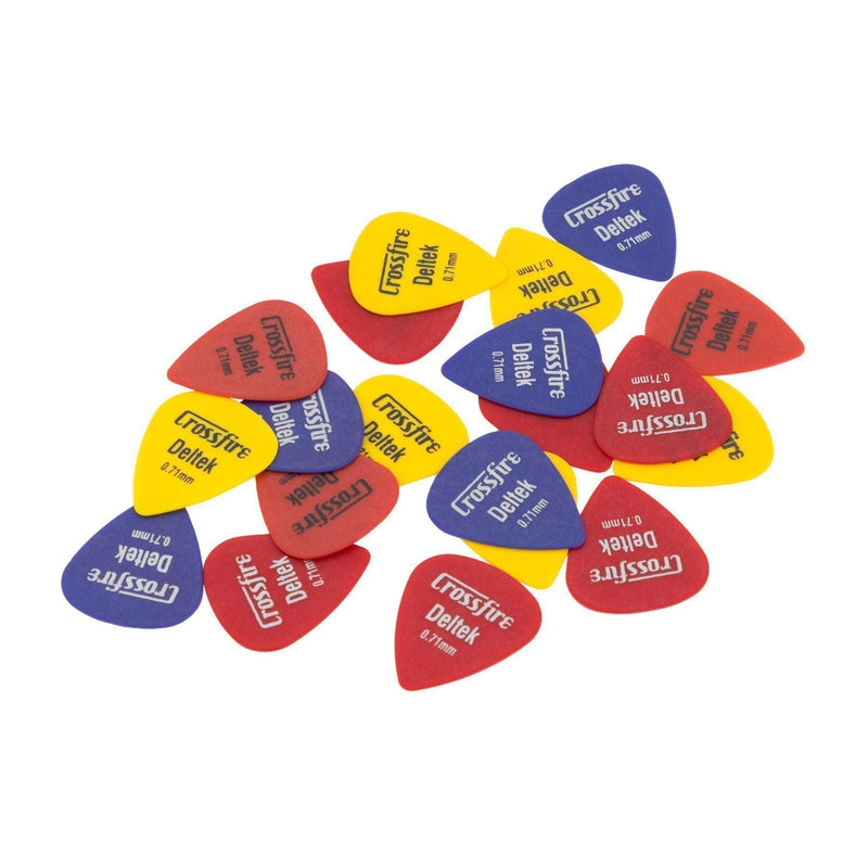 -Crossfire Deltek 0.71mm Canned Guitar Picks (20 Pack Assorted)-Living Music