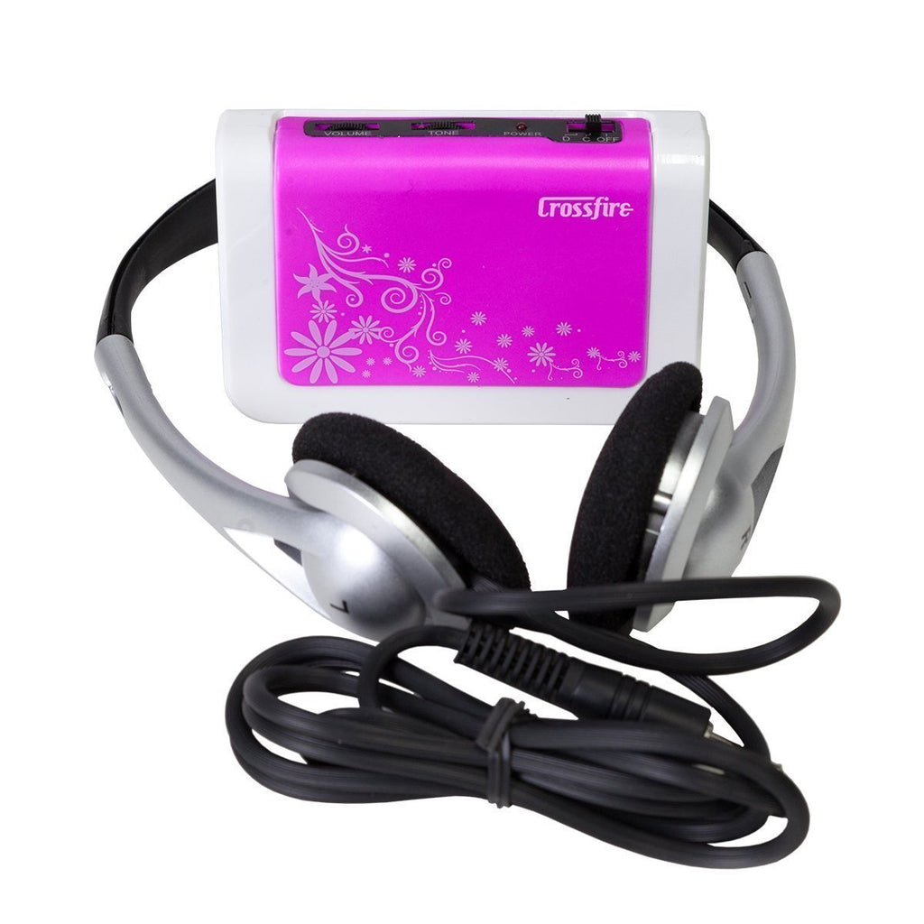 -Crossfire Electric Guitar Pocket Amplifier & Headphone Set (Pink)-Living Music