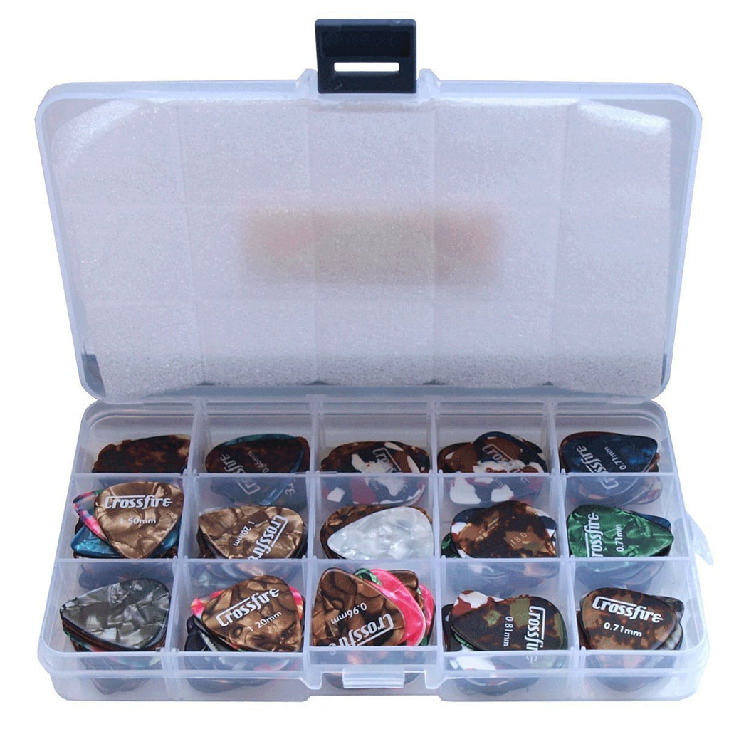 -Crossfire Guitar Pick Container Pack (180 Mixed Picks)-Living Music