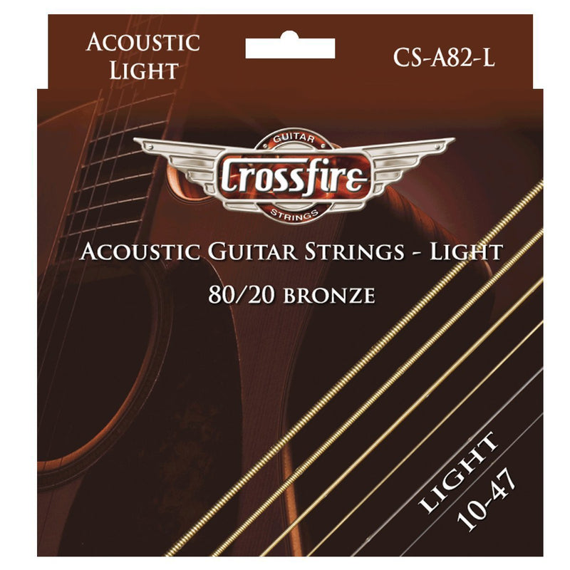 -Crossfire Light 80/20 Bronze Acoustic Guitar Strings (10-47)-Living Music