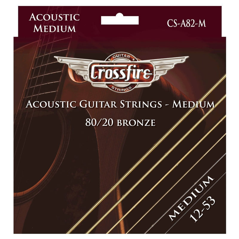 -Crossfire Medium 80/20 Bronze Acoustic Guitar Strings (12-53)-Living Music