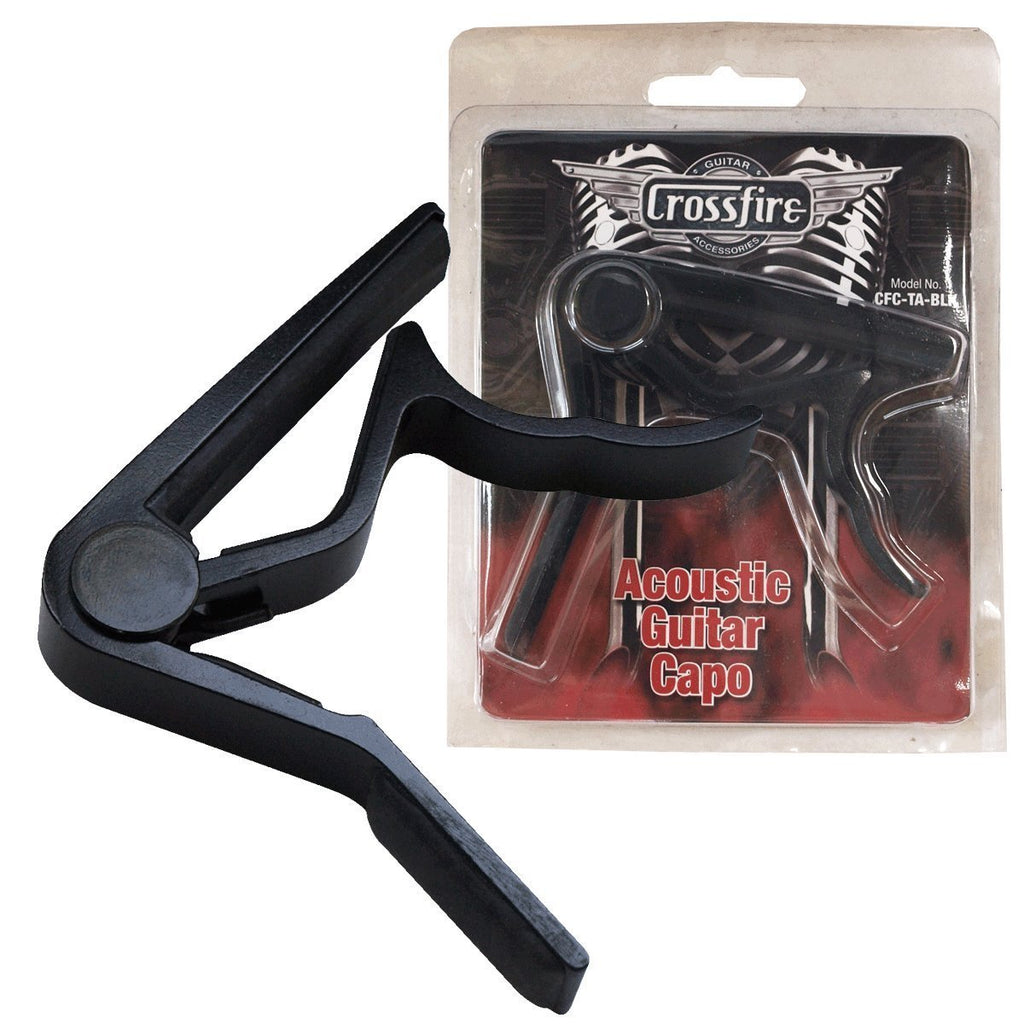 -Crossfire Trigger-Style Acoustic Guitar Capo (Black)-Living Music